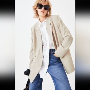 🆕️ NWT H&M Double-breasted Jacket in 'Light Beige', Medium